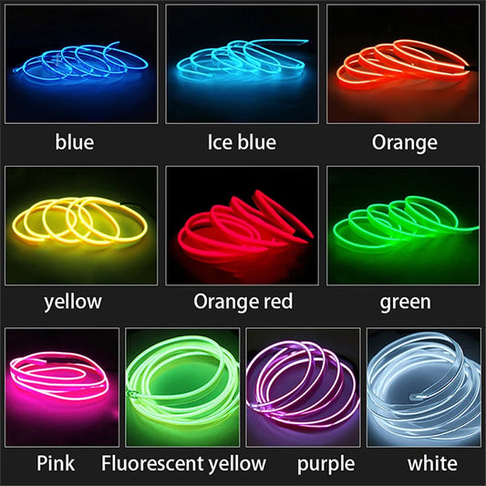 LED Car Ambient Lamp Car Interior Decoration Light Cold Light Strips  Waterproof Dashboard Console Lamp1/2/3/4/5M 12V Universal