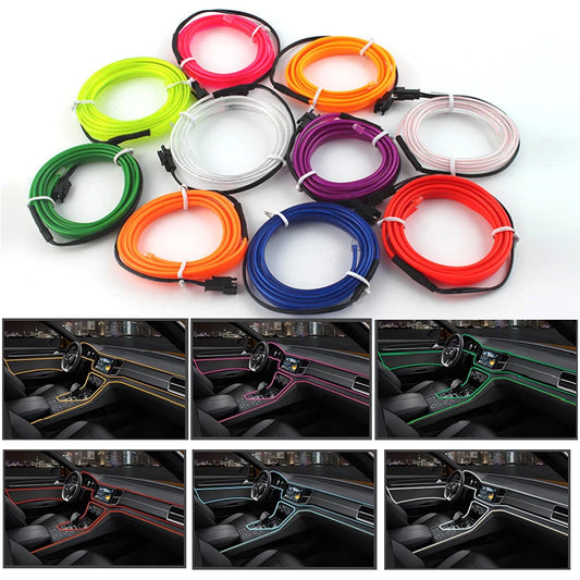 LED Car Ambient Lamp Car Interior Decoration Light Cold Light Strips  Waterproof Dashboard Console Lamp1/2/3/4/5M 12V Universal